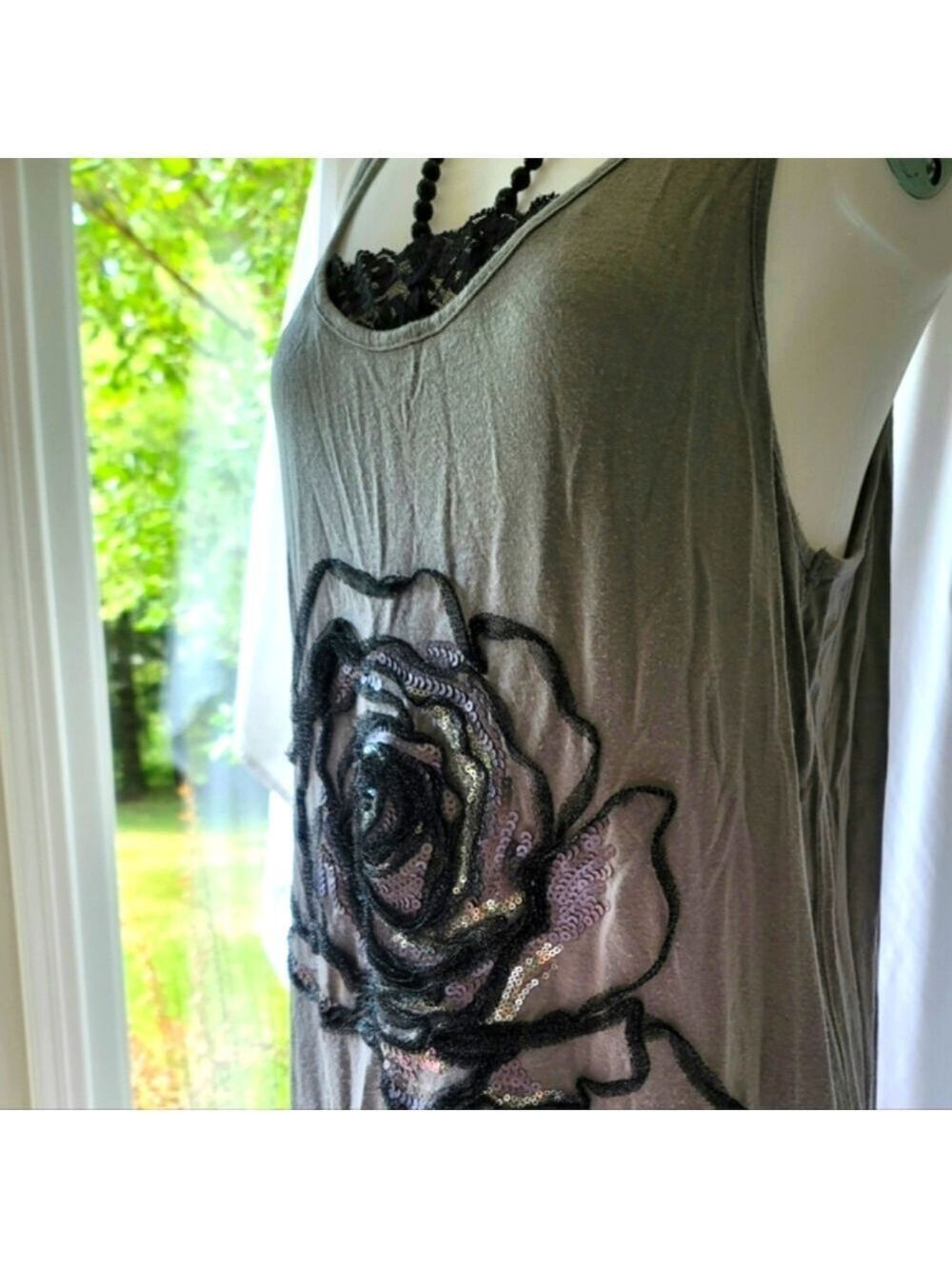 Cynthia Rowley Lace and Sequin Sleeveless Tank Top Size L